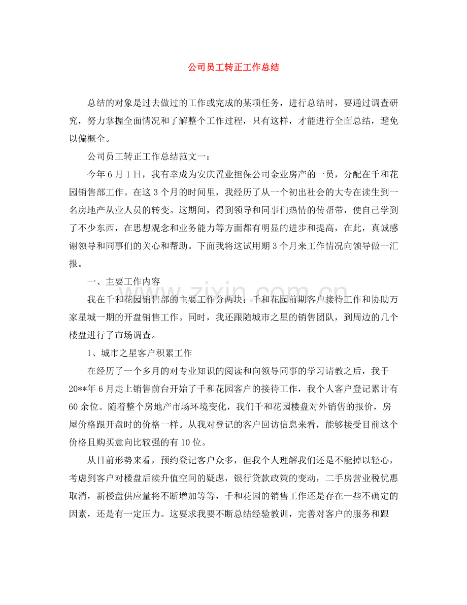 公司员工转正工作总结.docx_第1页