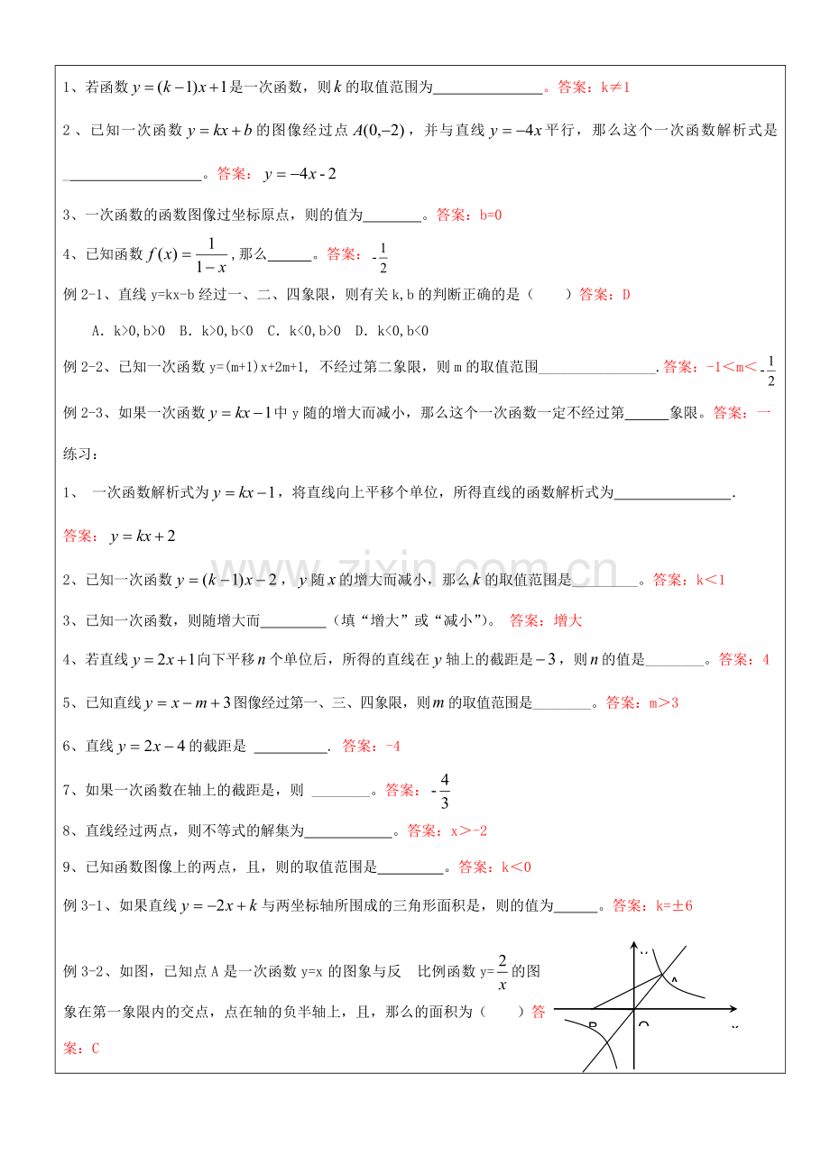 八年级数学下册 第20章 一次函数复习教案1 沪教版五四制-沪教版初中八年级下册数学教案.doc_第2页