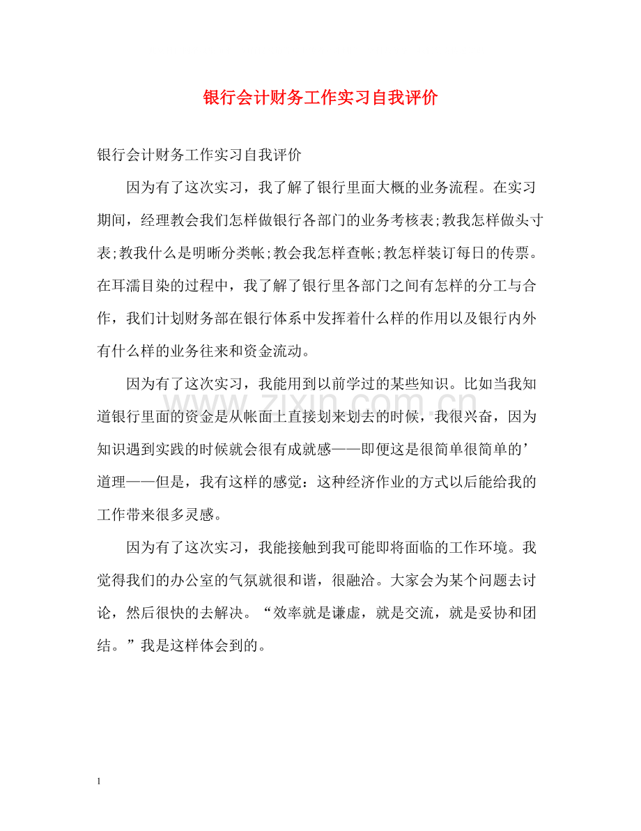 银行会计财务工作实习自我评价.docx_第1页