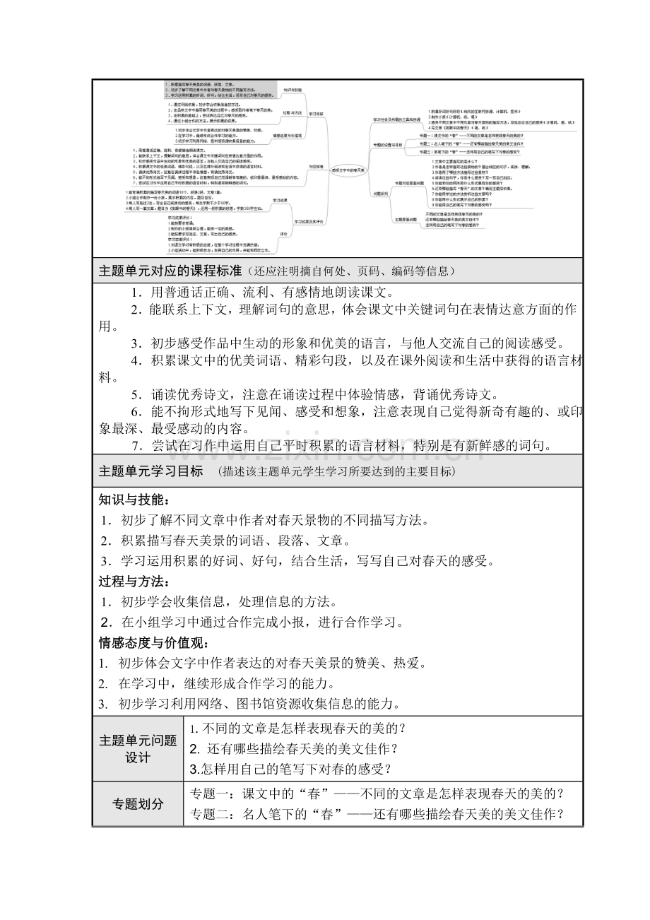 感受文字中的春天美主题单元教学设计.doc_第2页