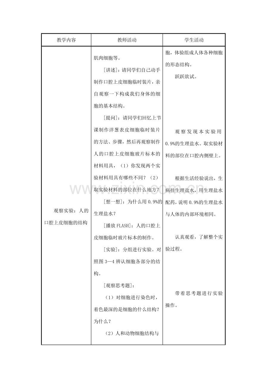 七年级生物上册《人和动物细胞的结构和功能》教案2 苏教版.doc_第2页