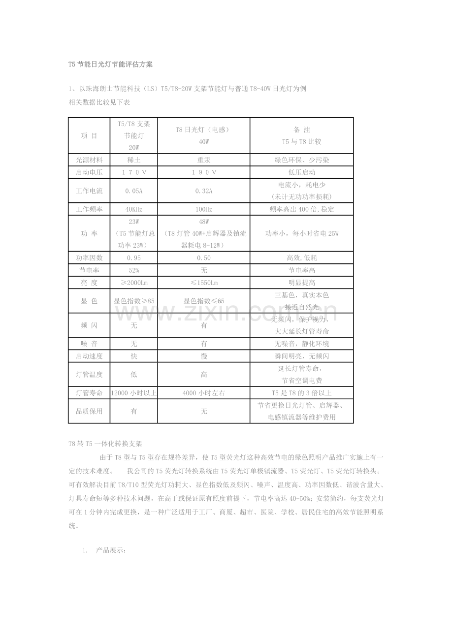 T5节能日光灯节能评估方案.doc_第1页