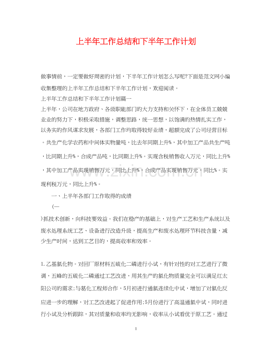 上半年工作总结和下半年工作计划22.docx_第1页