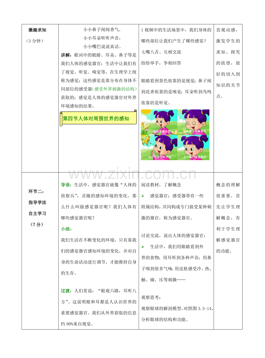 七年级生物下册 3.5.4 人体对周围世界的感知教案2 济南版.doc_第2页