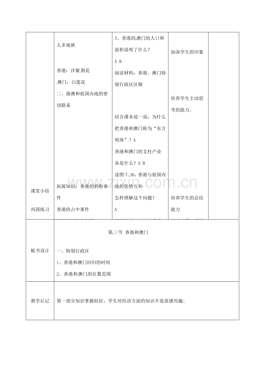 吉林省双辽市八年级地理下册 7.3“东方明珠”----香港和澳门教案 （新版）新人教版-（新版）新人教版初中八年级下册地理教案.doc_第3页