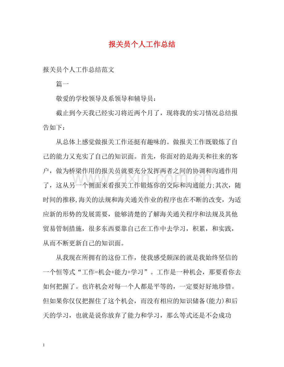 报关员个人工作总结.docx_第1页