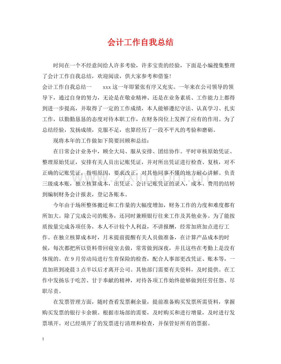 会计工作自我总结.docx_第1页