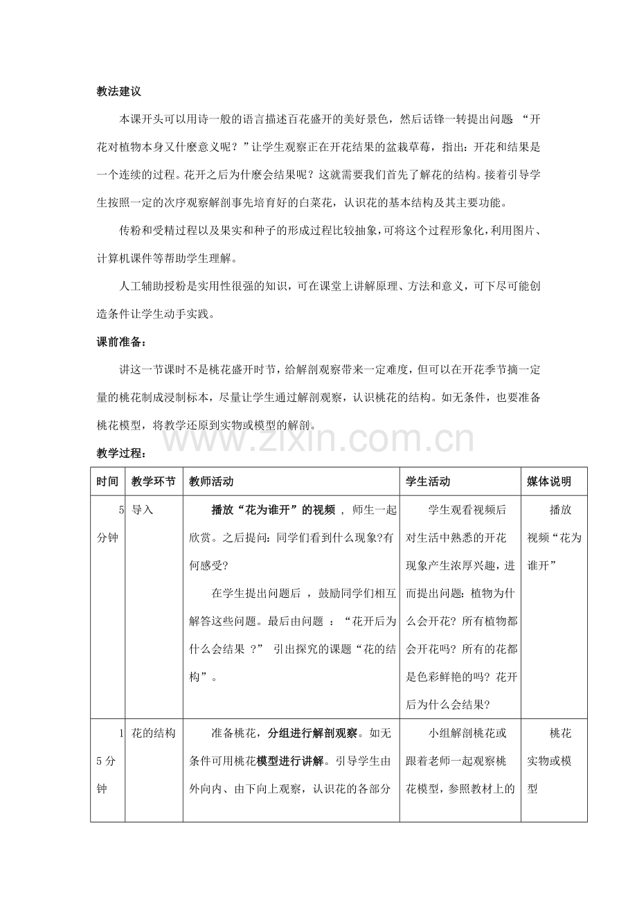 七年级生物上册 3.2.3 开花和结果教案1 （新版）新人教版-（新版）新人教版初中七年级上册生物教案.doc_第2页