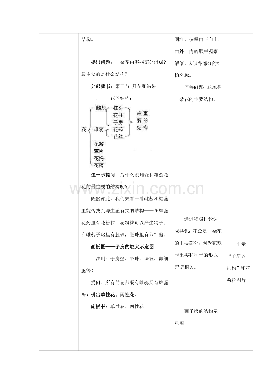 七年级生物上册 3.2.3 开花和结果教案1 （新版）新人教版-（新版）新人教版初中七年级上册生物教案.doc_第3页