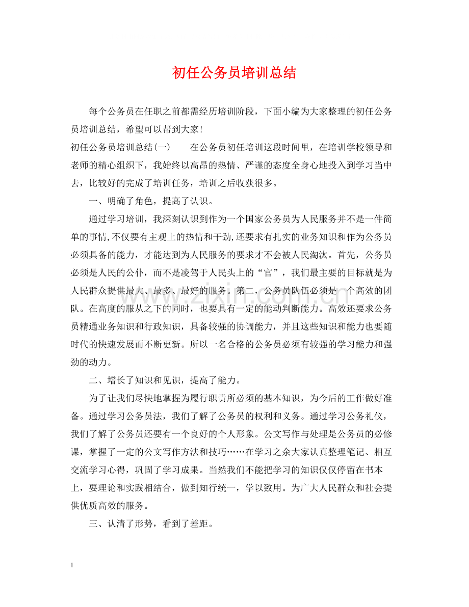 初任公务员培训总结.docx_第1页