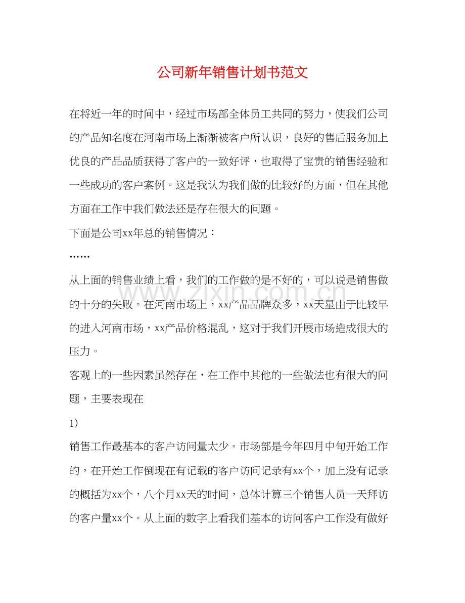 公司新年销售计划书范文.docx_第1页