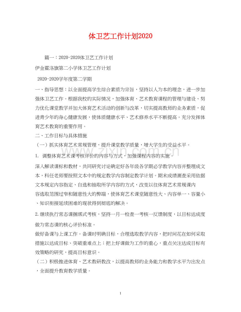 体卫艺工作计划.docx_第1页