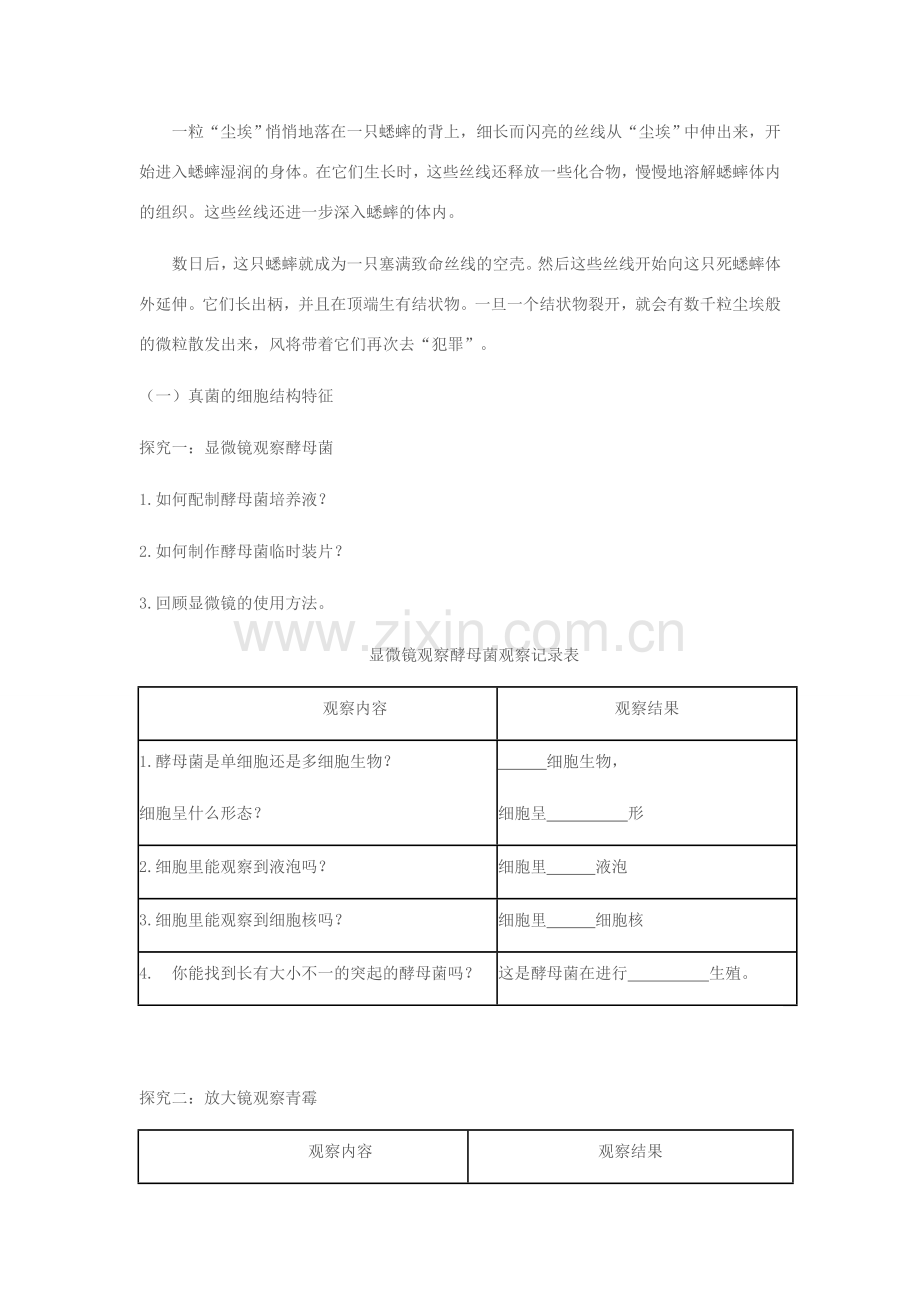 七年级生物上册 第二单元 第三章 第三节 真菌课堂设计 济南版-济南版初中七年级上册生物教案.doc_第2页