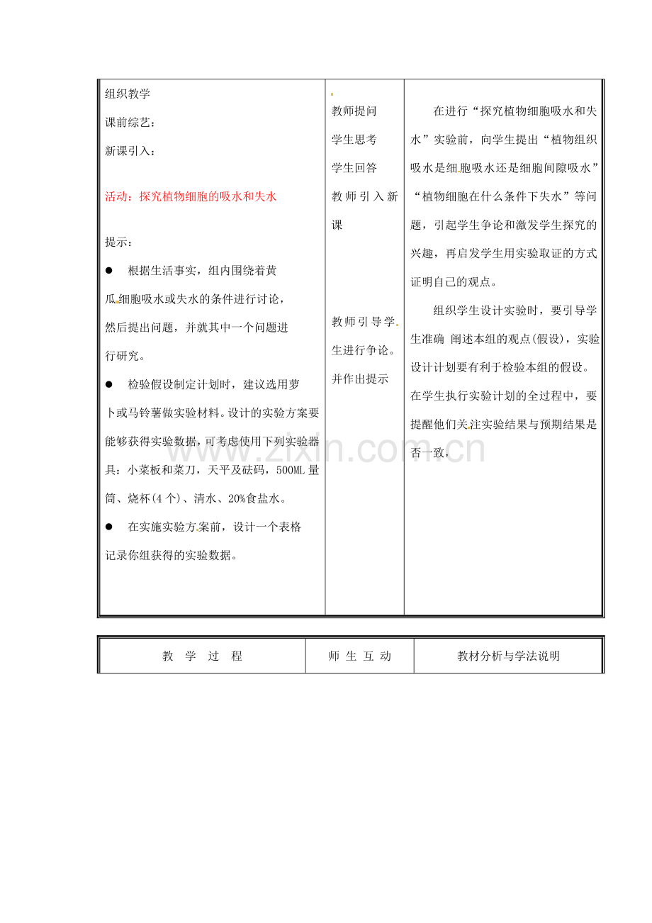 七年级生物上册 第三单元《生物圈中的绿色植物》第5章 绿色开花植物的生活方式 5.3 吸收作用教案 （新版）北师大版.doc_第2页