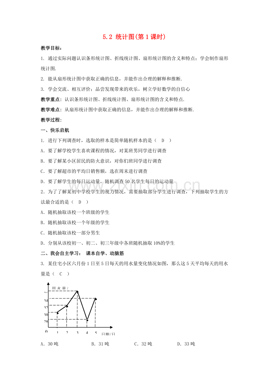 七年级数学上册 第5章 数据的收集与统计 5.2 统计图教案 （新版）湘教版-（新版）湘教版初中七年级上册数学教案.doc_第1页