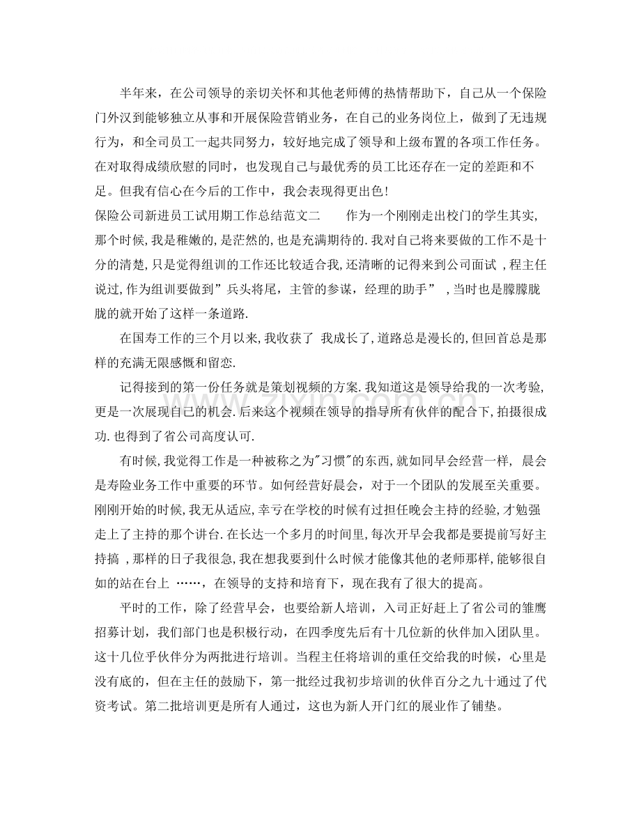 保险公司新进员工试用期工作总结.docx_第2页