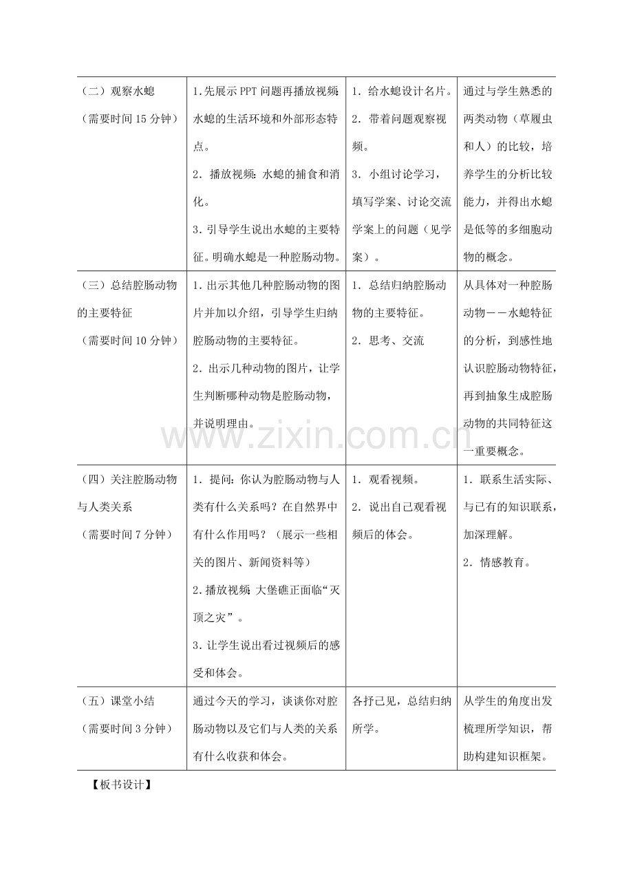 八年级生物上册 第五单元 第一章 第一节腔肠动物和扁形动物第一课时教案 （新版）新人教版-（新版）新人教版初中八年级上册生物教案.doc_第2页