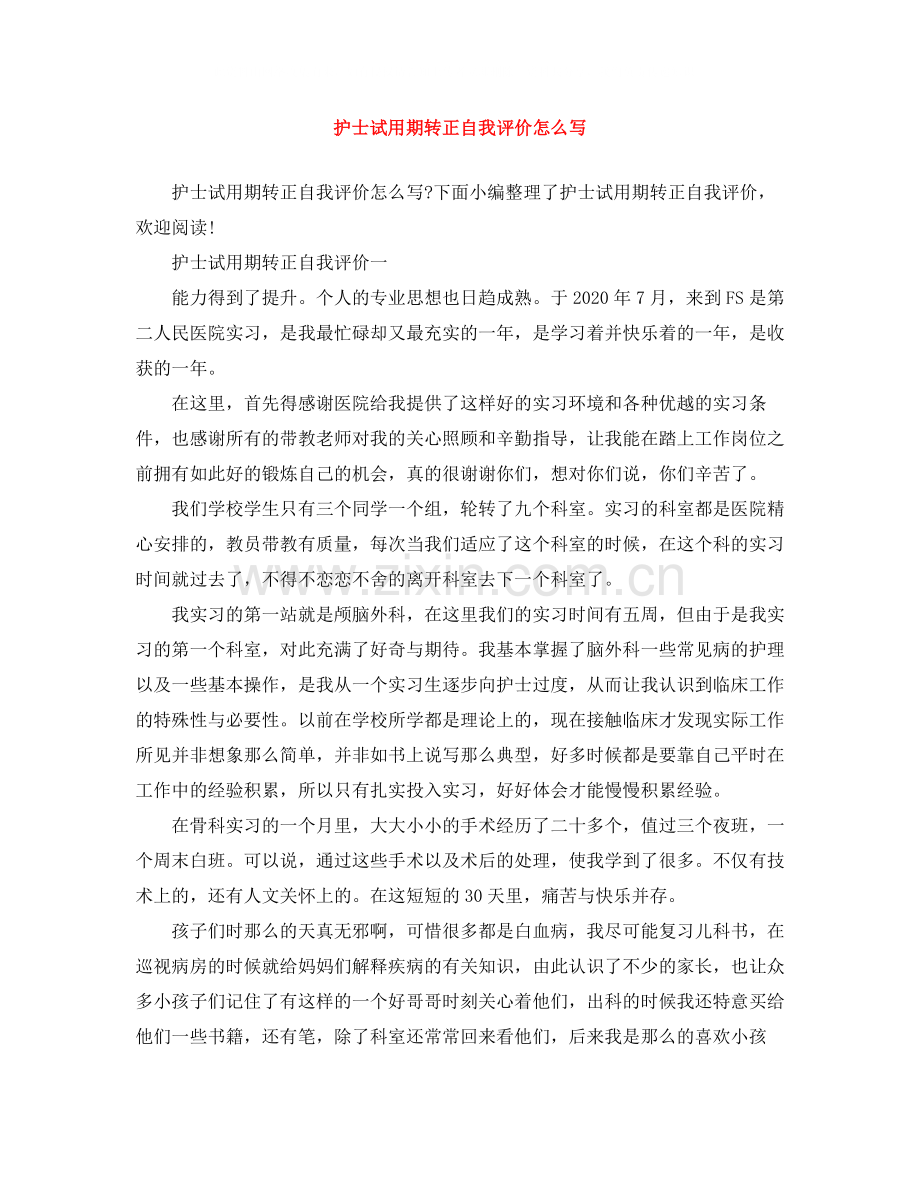 护士试用期转正自我评价怎么写.docx_第1页