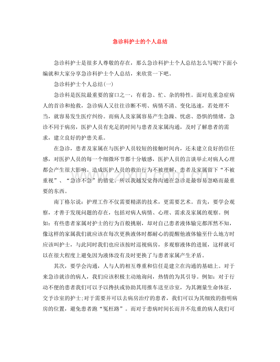 急诊科护士的个人总结.docx_第1页