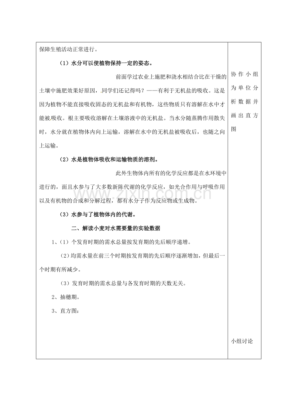 河北省高碑店市第三中学七年级生物上册 第一节 绿色植物的生活需要水教案 新人教版.doc_第3页