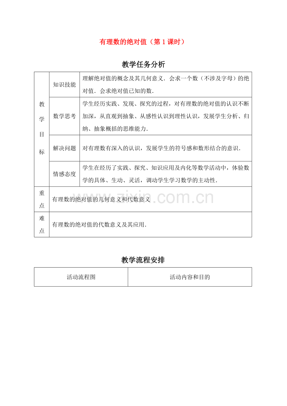 七年级数学1.2.4 绝对值1　教案人教版 .doc_第1页