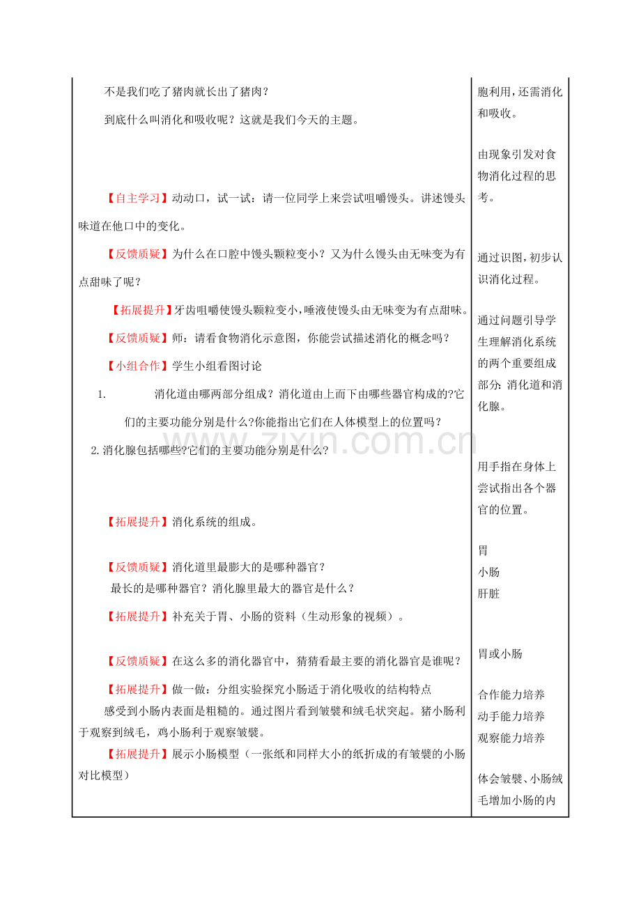 七年级生物上册 3.1 人体对食物的消化吸收教案 苏科版-苏科版初中七年级上册生物教案.doc_第2页