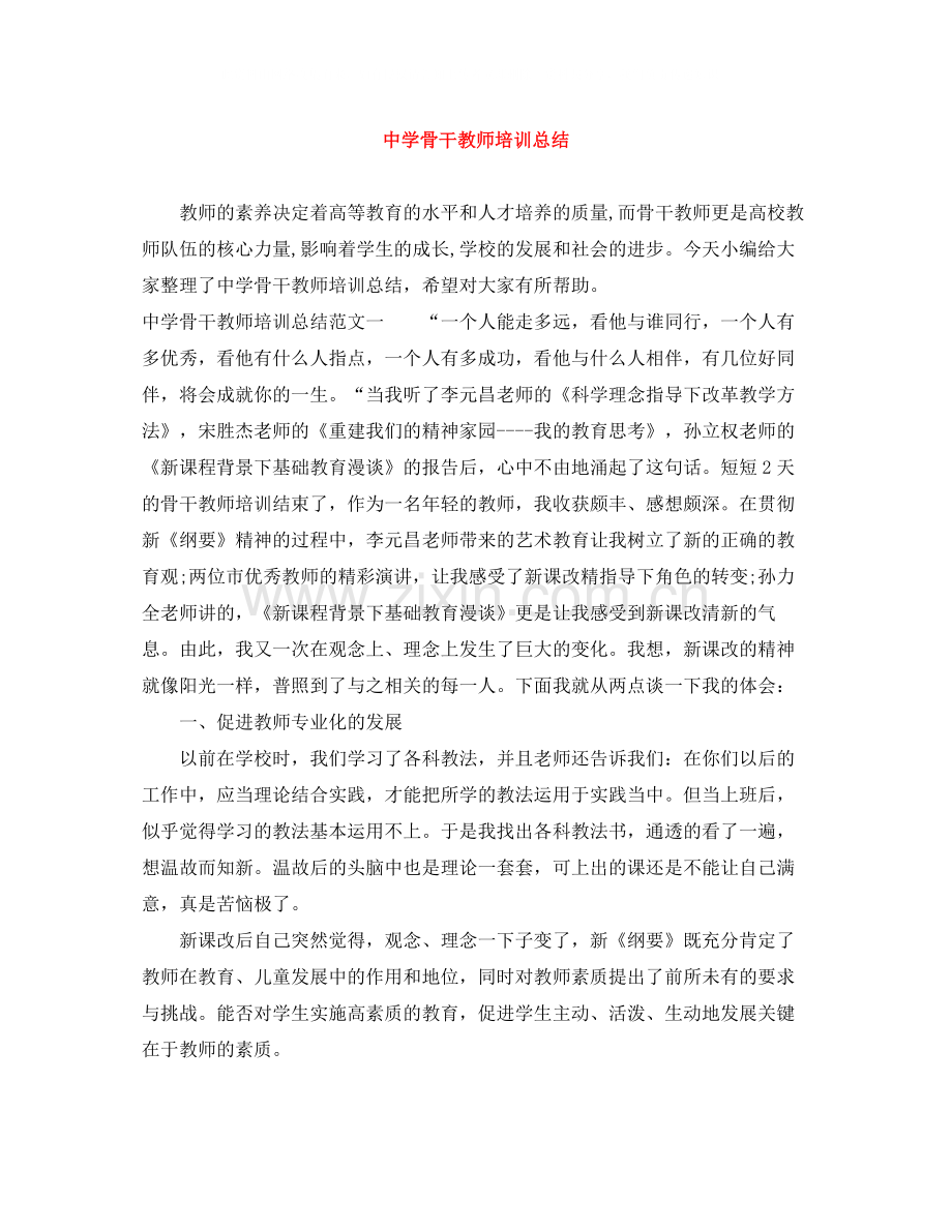 骨干教师培训总结3.docx_第1页