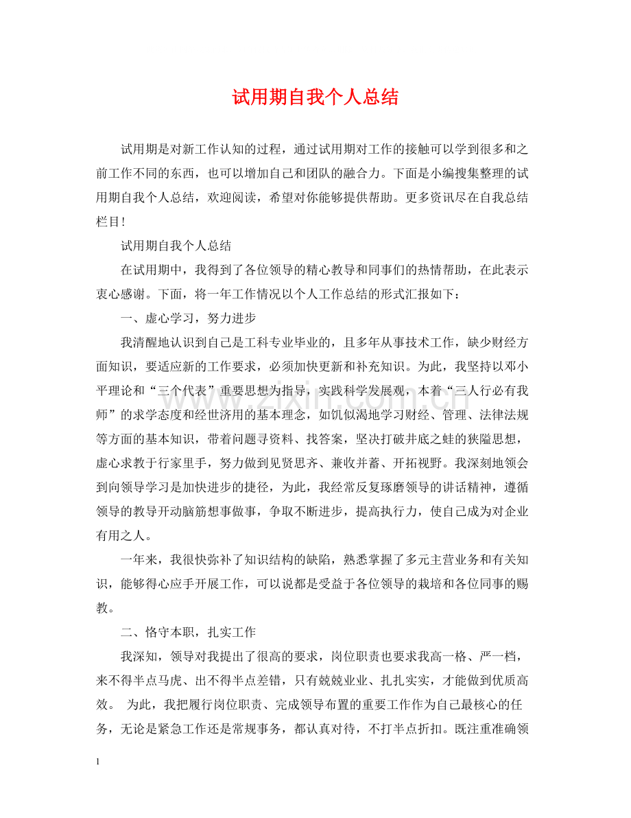 试用期自我个人总结.docx_第1页