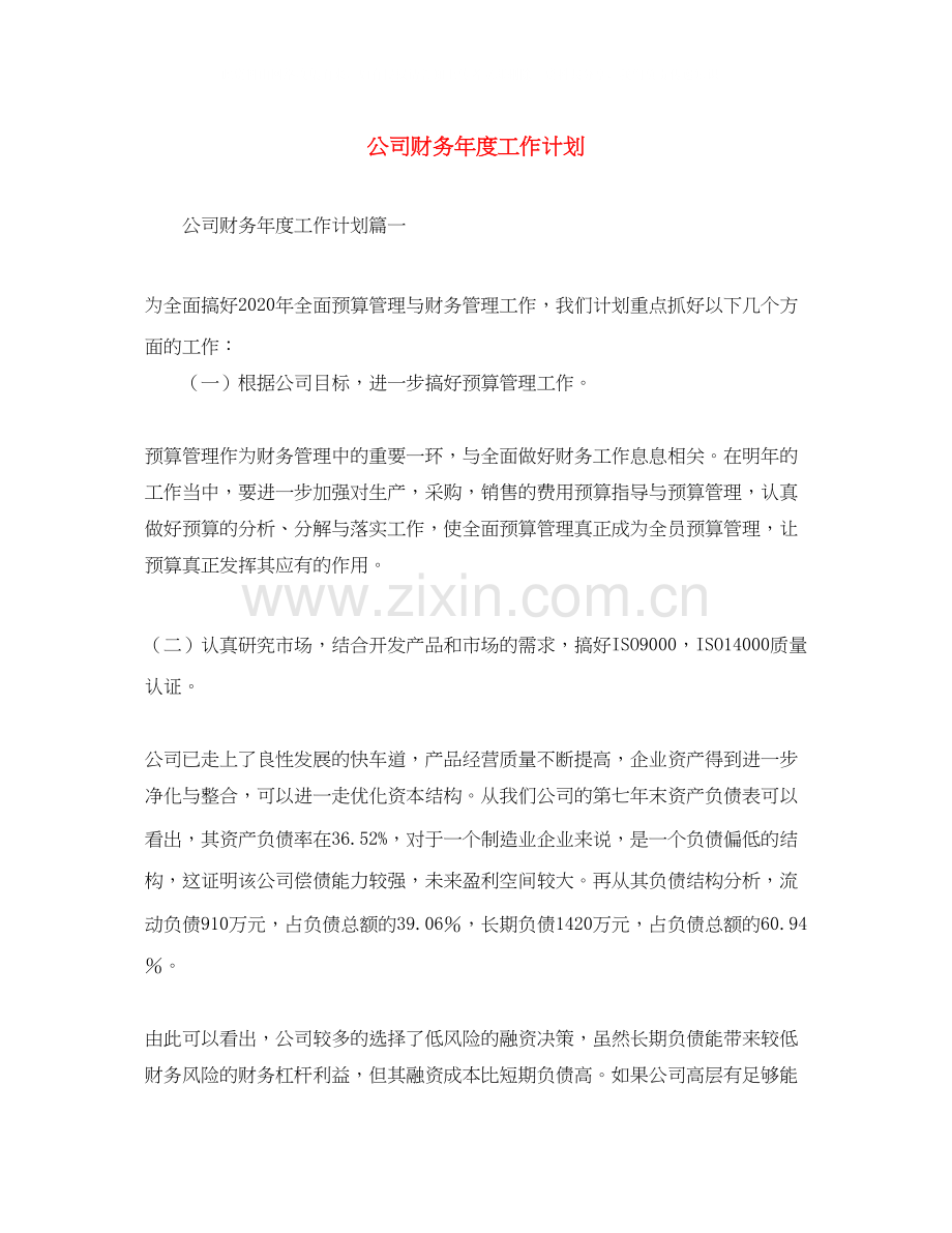 公司财务年度工作计划2.docx_第1页