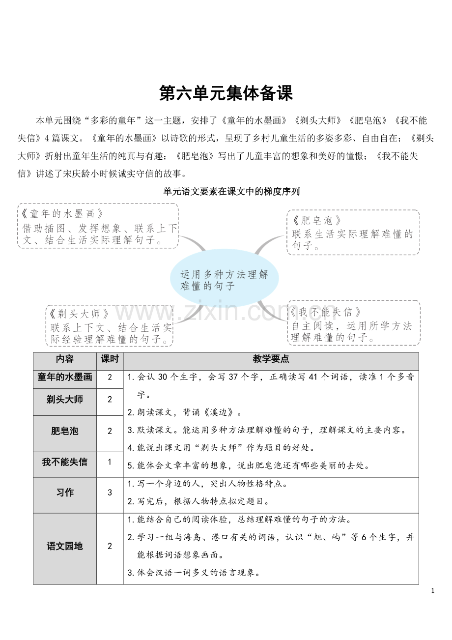 2023年部编人教版三年级语文下册《童年的水墨画》教案.doc_第1页