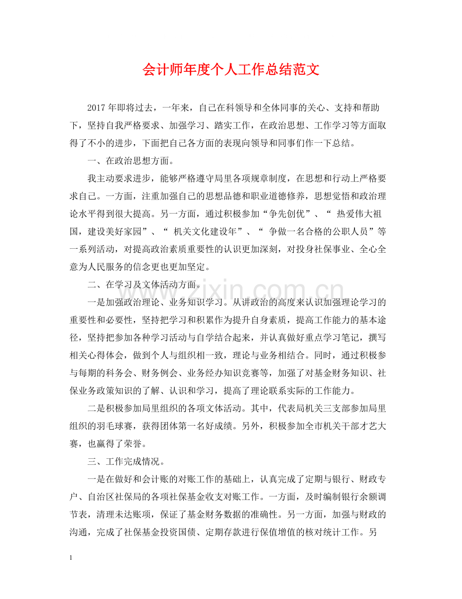 会计师年度个人工作总结范文.docx_第1页