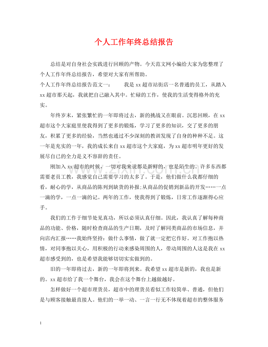 个人工作年终总结报告.docx_第1页