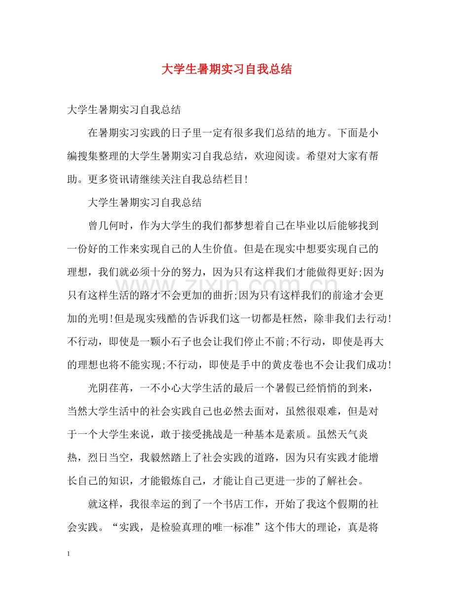 大学生暑期实习自我总结.docx_第1页