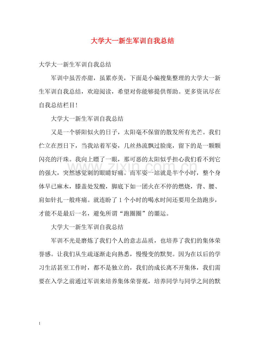 大学大一新生军训自我总结2).docx_第1页