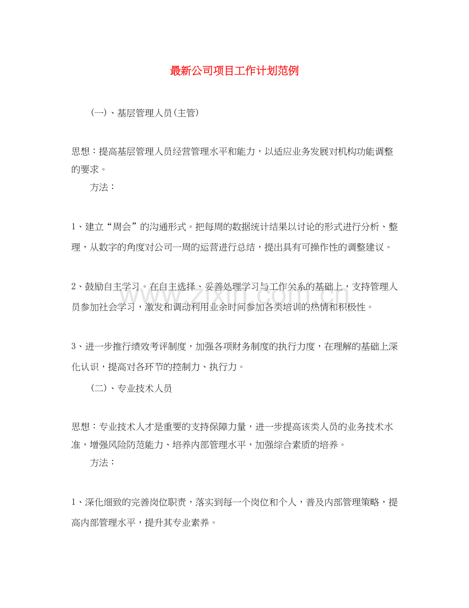 公司项目工作计划范例.docx_第1页