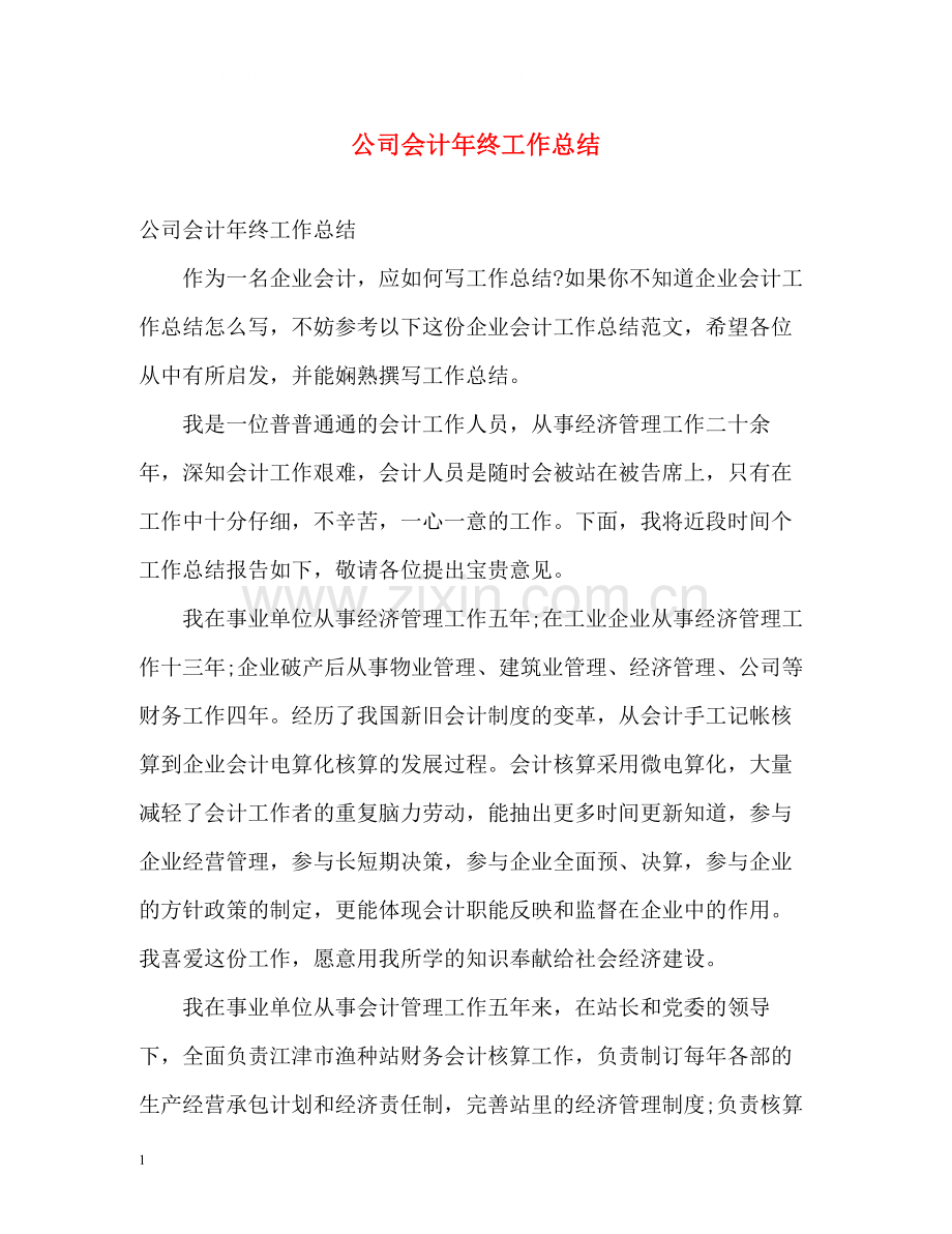 公司会计年终工作总结.docx_第1页