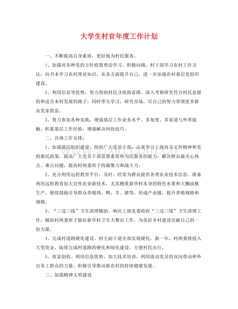 大学生村官年度工作计划2 .docx_第1页