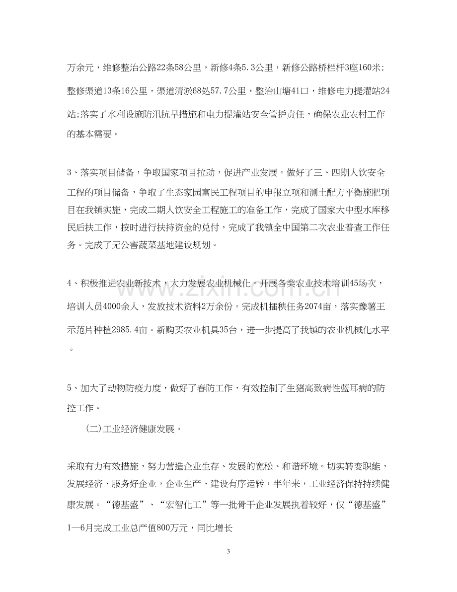 乡镇上半年总结及下半年工作计划3篇.docx_第3页