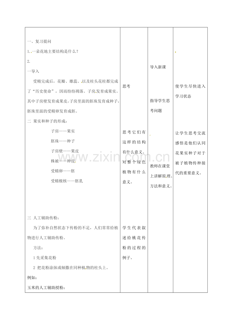 七年级生物上册 3.2.3 开花结果教案2 （新版）新人教版-（新版）新人教版初中七年级上册生物教案.doc_第2页