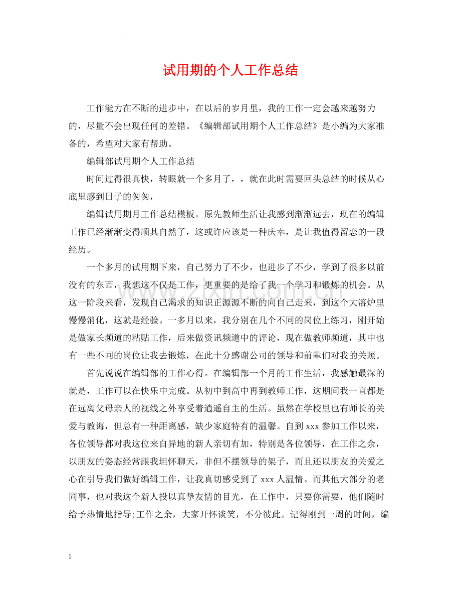 试用期的个人工作总结.docx_第1页