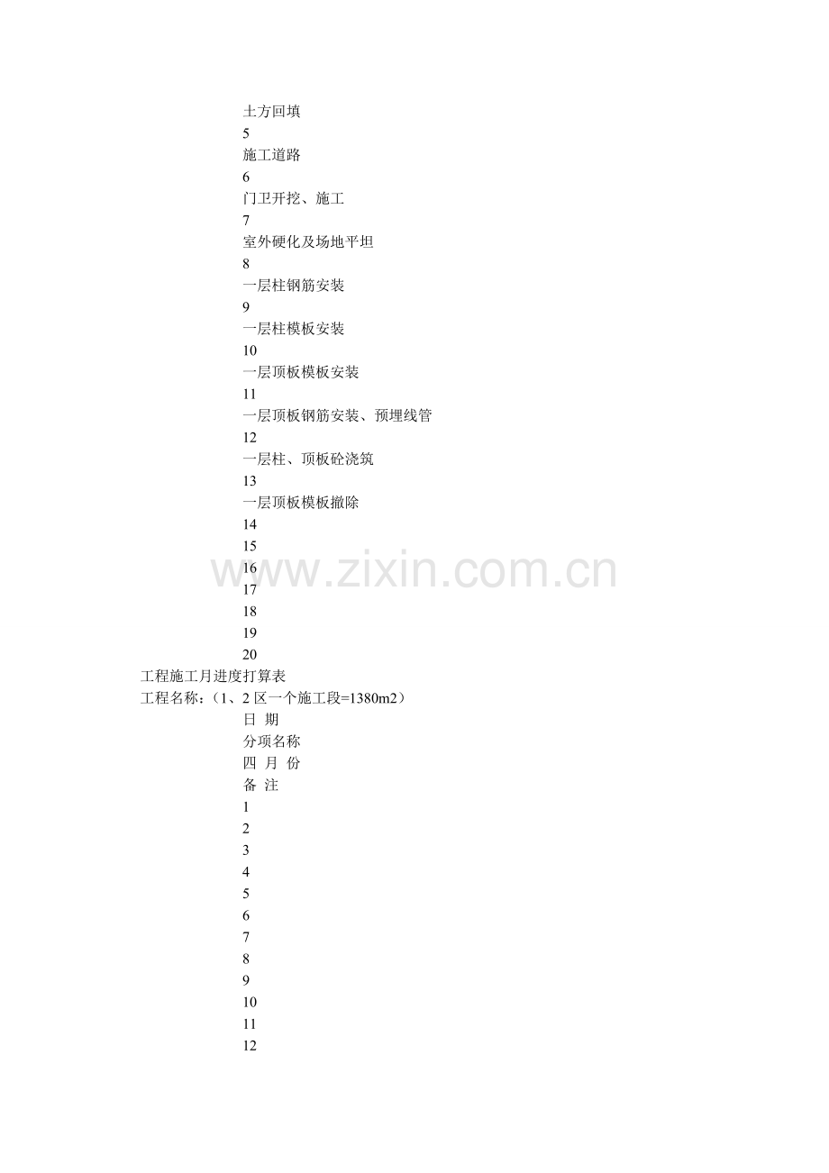 工程施工月进度计划表-.doc_第2页