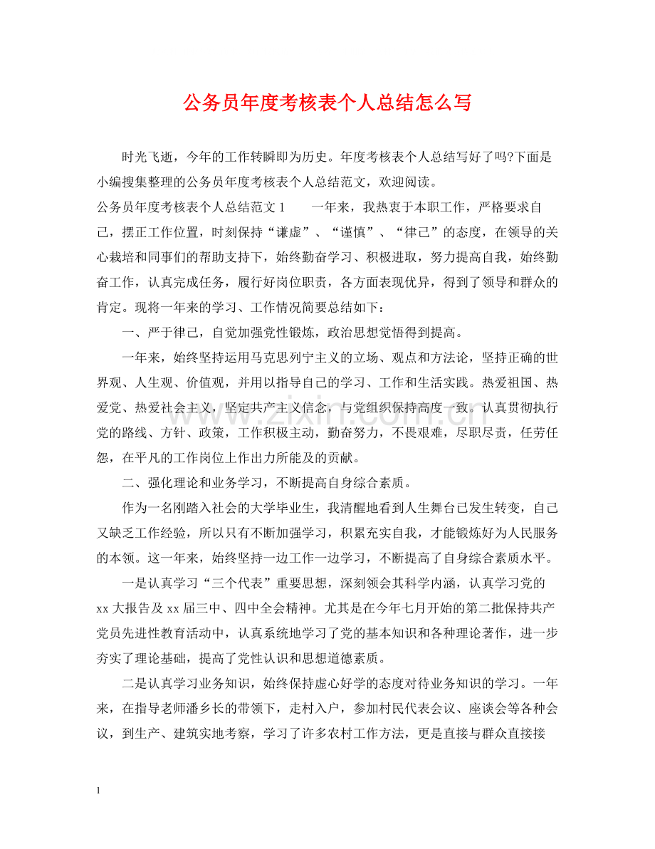 公务员年度考核表个人总结怎么写.docx_第1页