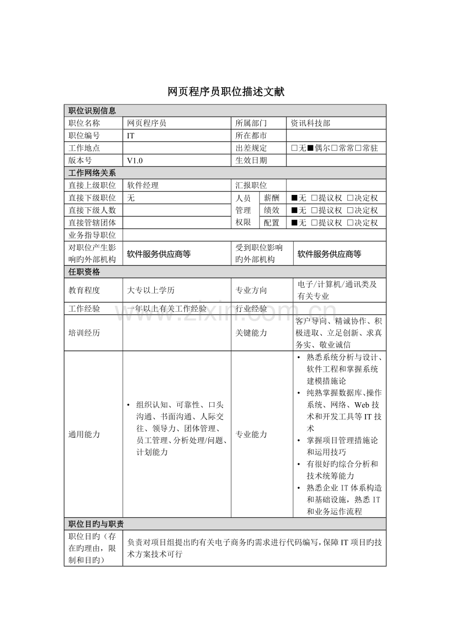 2023年资讯科技部网程序员岗位说明书.doc_第1页