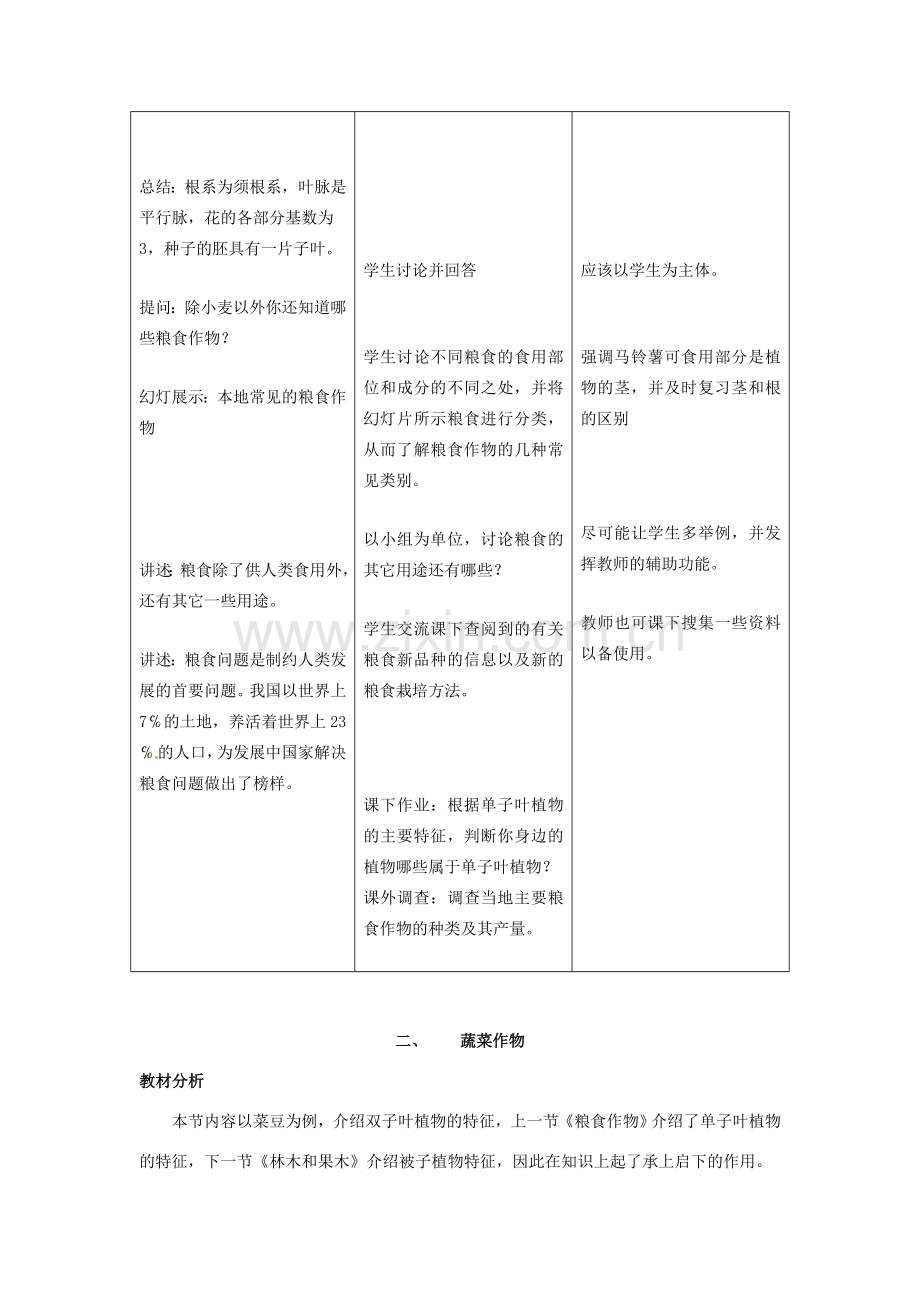 七年级生物上册 第三章 第三节 经济作物教案 冀教版.doc_第3页