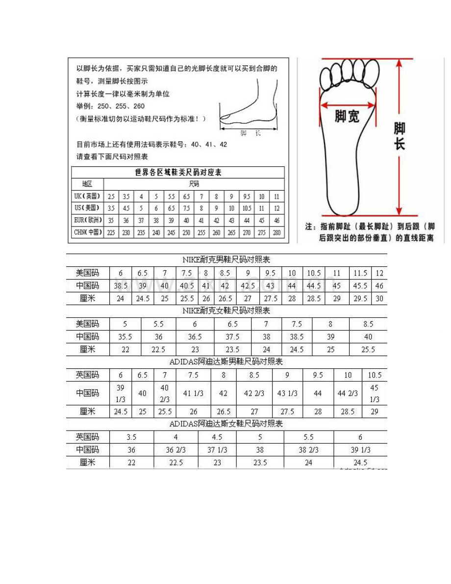 脚长及鞋的尺码对照表.doc_第2页