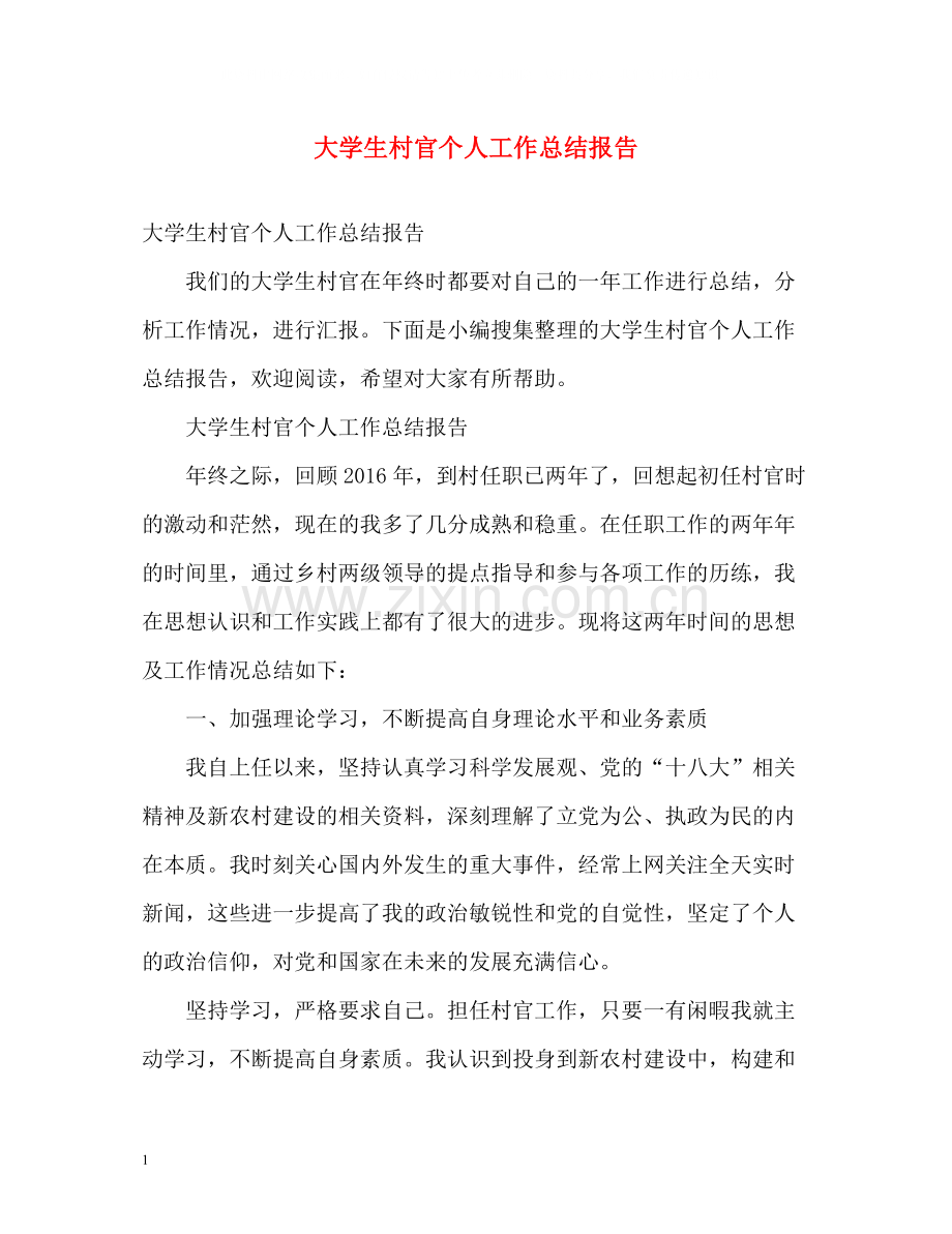 大学生村官个人工作总结报告.docx_第1页