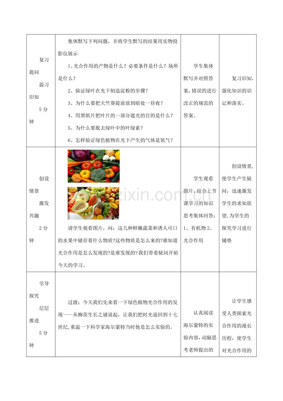 七年级生物上册 2.1.3《绿色植物的光合作用》第二课时教案 （新版）济南版-（新版）济南版初中七年级上册生物教案.doc_第2页