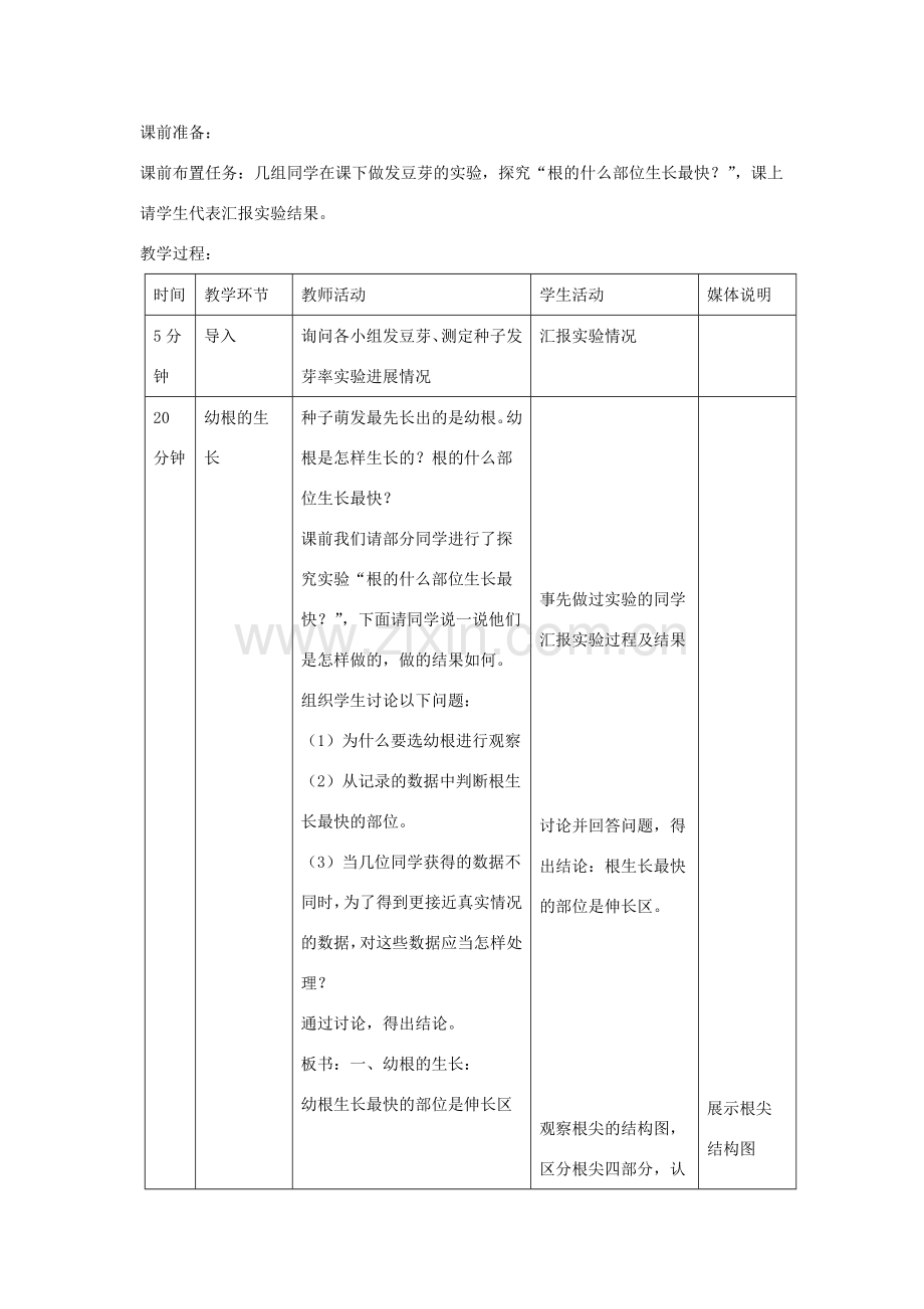 七年级生物上册 3.2.2《植株的生长》教案2 （新版）新人教版-（新版）新人教版初中七年级上册生物教案.doc_第2页