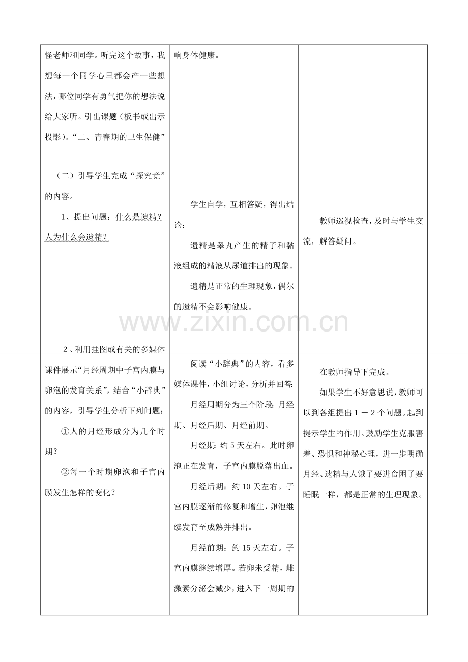 七年级生物下册 5.2《健康地度过青春期》第二课时教学设计 冀教版.doc_第2页