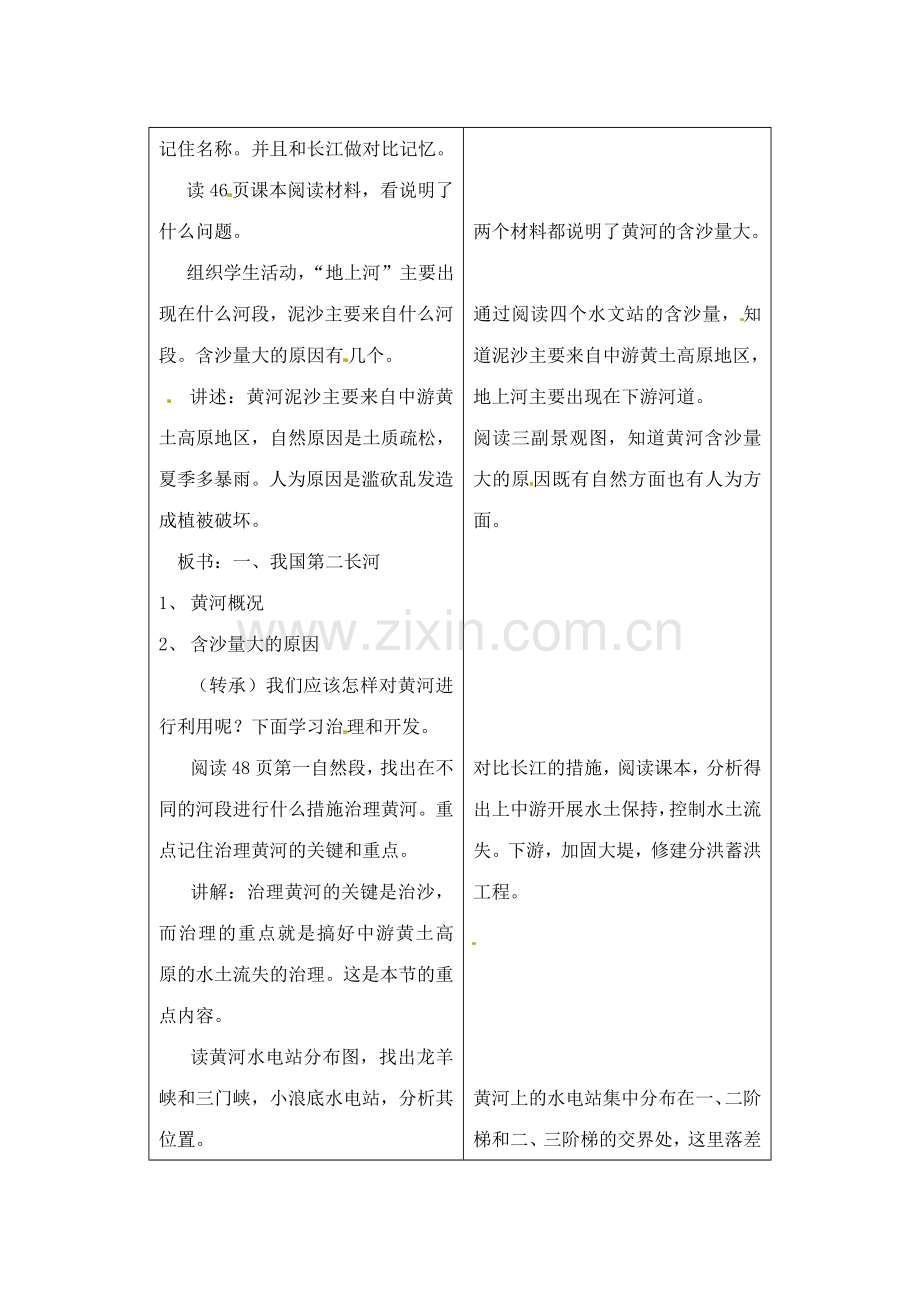 辽宁省丹东七中八年级地理上册 第二单元《黄河教案》教案 人教新课标版 (2).doc_第2页